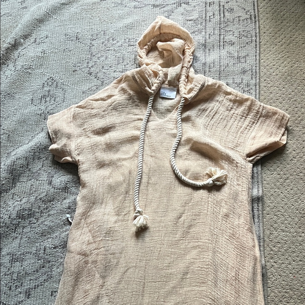 Lisa Marie Fernandez Cream Hooded Maxi Tunic